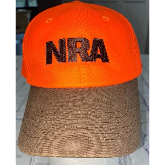NRA Cap Hat Unisex Adjustable Strap Color Safety Orange Embroidered Logo - Picture 3 of 12